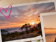Sunset landscape in a scrapbook photo